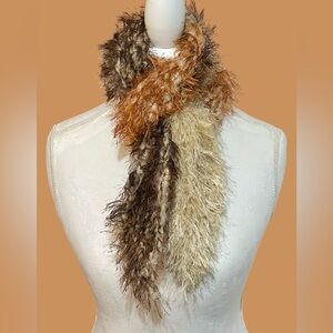 Stylish Orange-Brown-Cream Shag Scarf